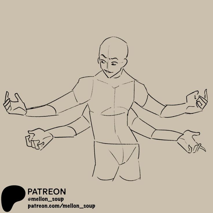 a drawing of a man holding his hands out in front of him, with the words patreon on it