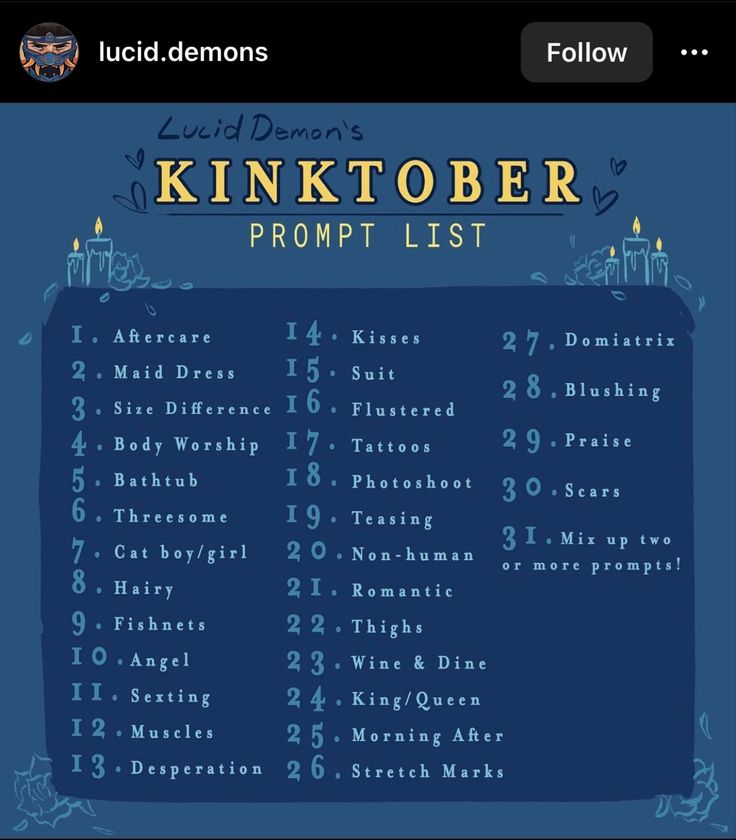 a screen shot of the game kink tober prom list