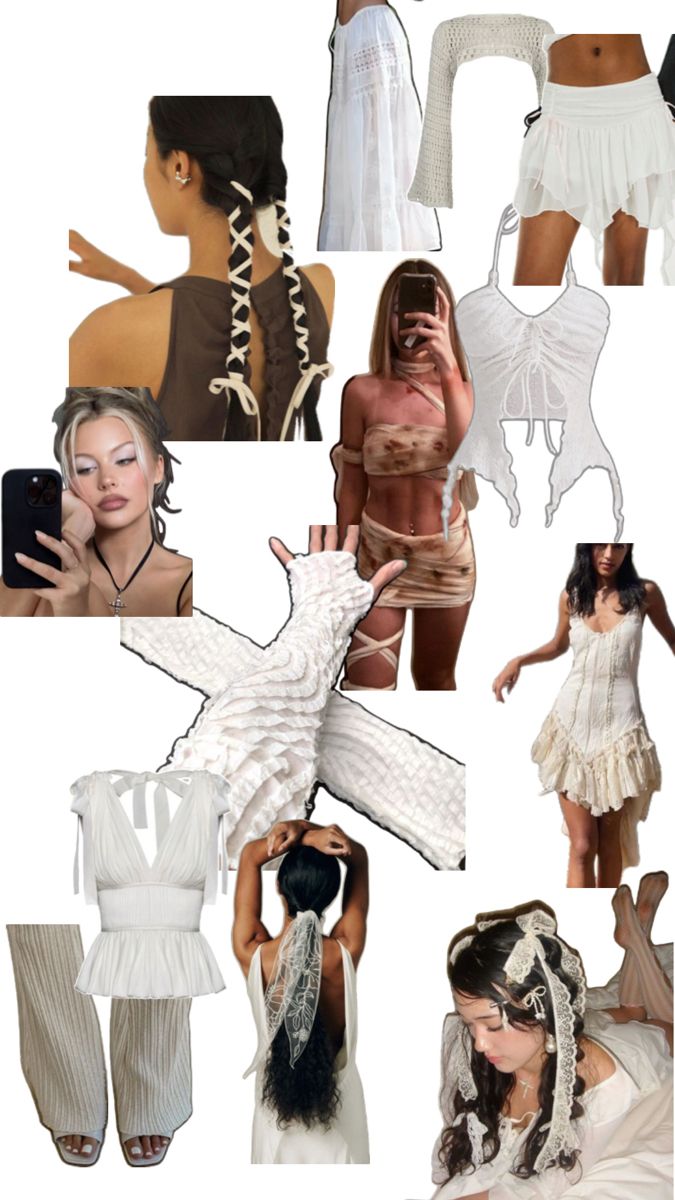 a collage of photos showing different types of clothing and accessories, including bras