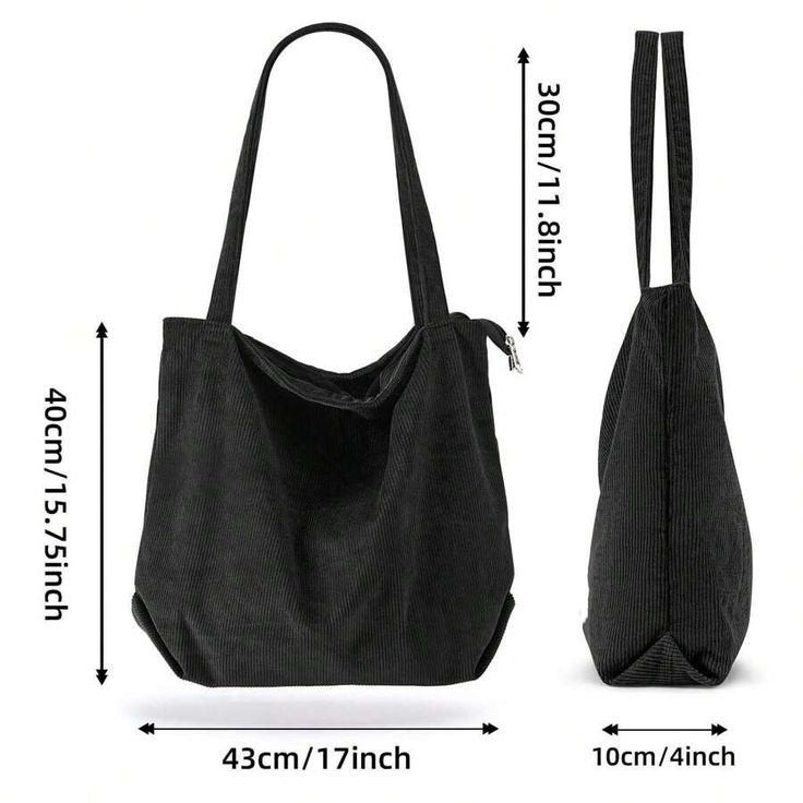 Color:Black \n Bridal Bags, Handbag Big, Corduroy Tote Bag, Bag With Pockets, Bridal Bag, Casual Tote, Tote Handbags, Tote Bag, Shoulder Bag