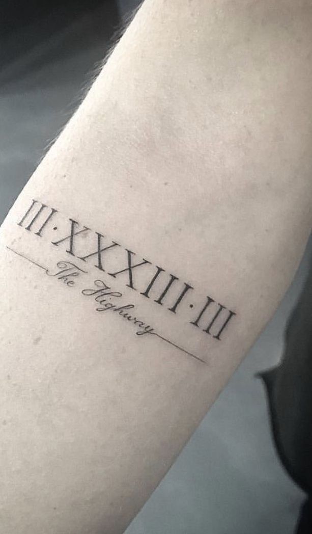 a tattoo with roman numerals on the arm