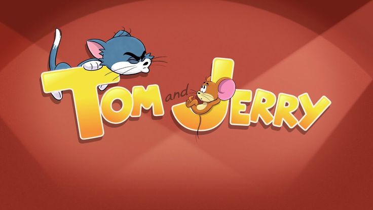 the tom and jerry logo on a red background