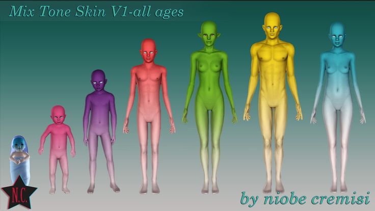 six different colored mannequins are standing next to each other