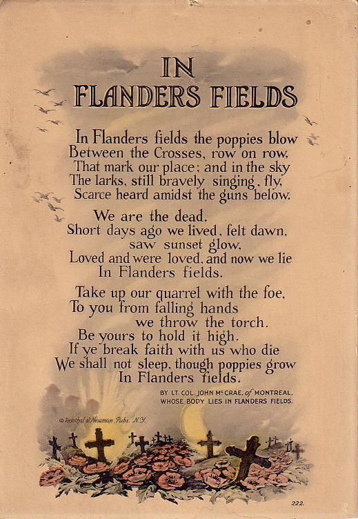 an old book with some writing on it's cover and the words in flanderss fields