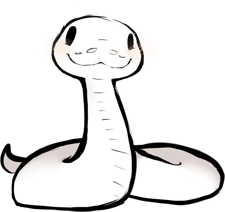 a drawing of a snake with its head turned to look like it's smiling