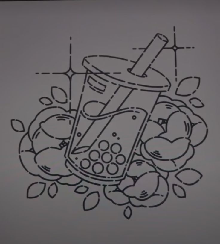 a drawing of an apple juicer surrounded by apples