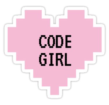 a pink heart shaped sticker with the words girl code printed on it in black