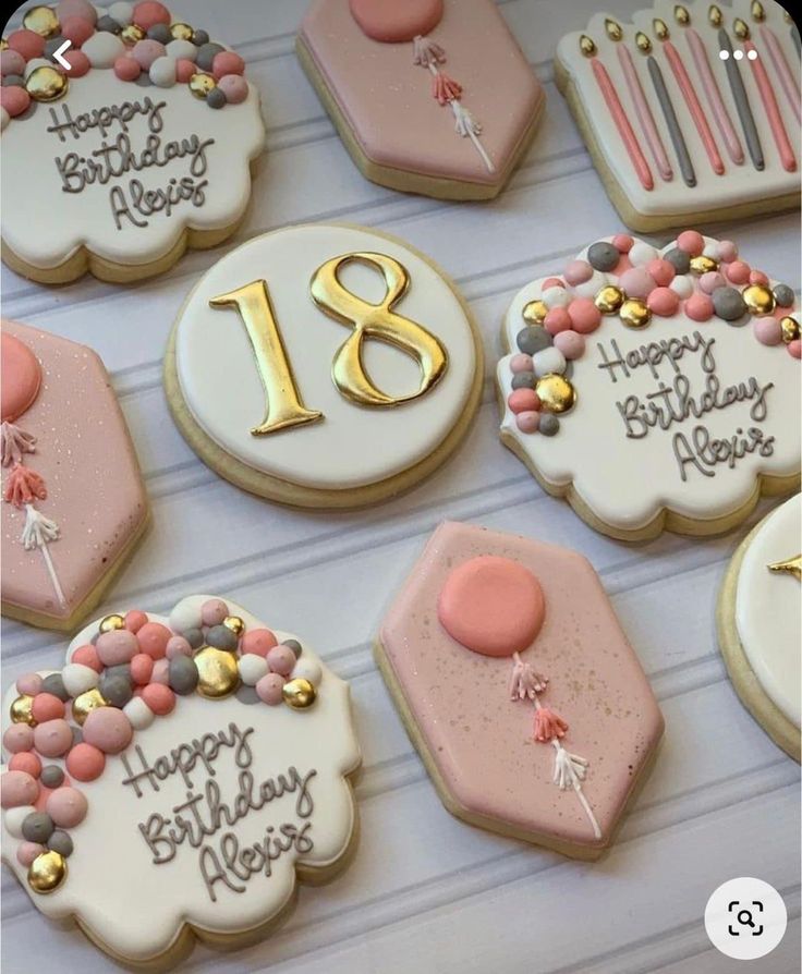 Decorated Birthday Cookies, Birthday Biscuits, Royal Icing Decorated Cookies, Balloon Cookies, Happy Birthday Cookie, Royal Iced Cookies, Cookies Theme, Sugar Cookie Designs, Fondant Cookies