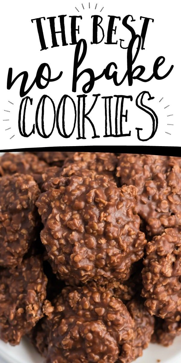 chocolate no bake cookies on a plate with the words, these are no bake cookies