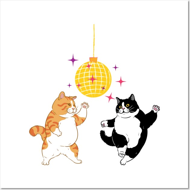 two cats are playing with a ball on a string and one cat is jumping in the air