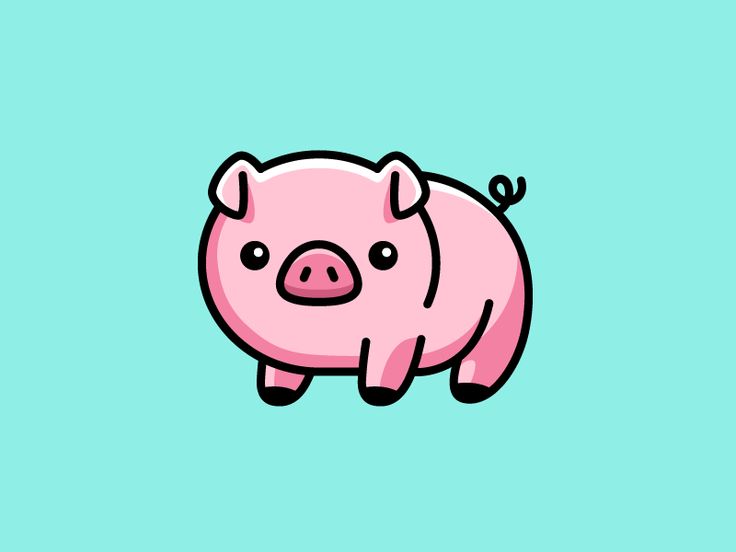 a pink pig standing on top of a blue background