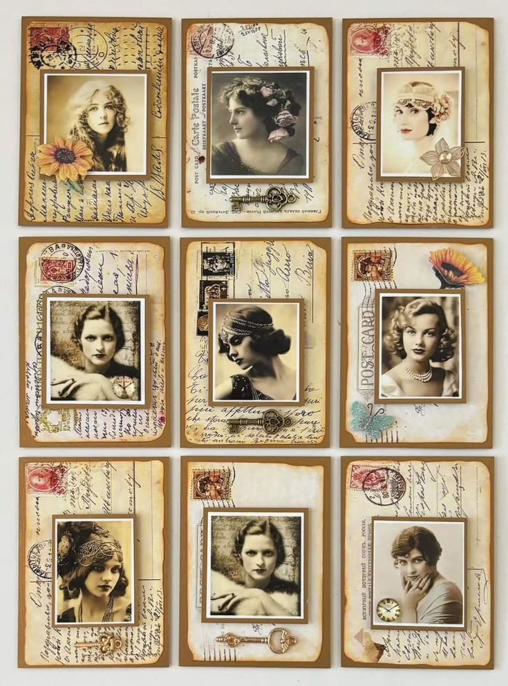 many old fashioned photos are arranged together in a collage with handwritten writing on them