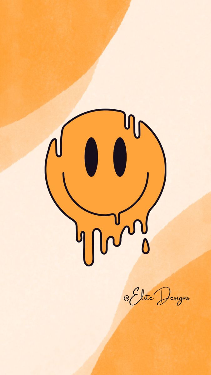 an orange and white background with a smiley face drawn on it