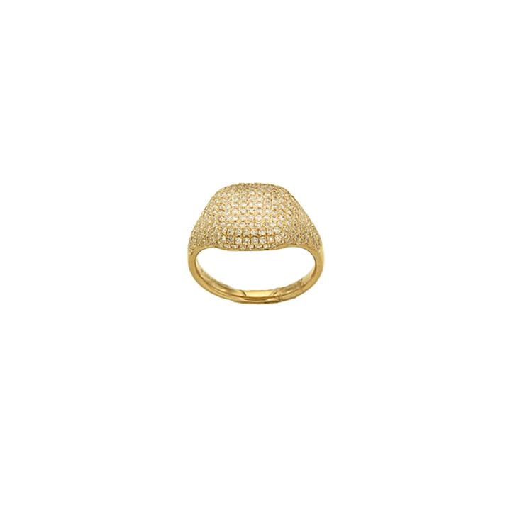 Pave Diamond Pinky Ring 14K Yellow Gold 0.53 Carats of Diamonds 11/16" Height Additional sizes are available as special orders. Please contact our boutiques. Oval 14k Gold Signet Ring With Pave Setting, Oval Pave Setting Fine Jewelry Ring, 14k Yellow Gold Pave Setting Signet Ring, Fine Jewelry Oval Ring With Pave Setting, 14k Yellow Gold Signet Ring With Pave Setting, Oval Fine Jewelry Ring With Pave Setting, Gold Oval Signet Ring With Pave Setting, Yellow Gold Oval Dome Ring With Pave Setting, Classic 14k Gold Dome Ring With Pave Setting