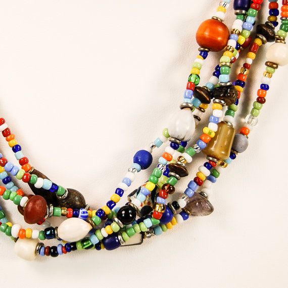 African Maasai Mixed Material Bead Necklace Handmade Colorful Multi-strand Beaded Necklaces, Multi-strand Colorful Beads Necklace For Festivals, Handmade Colorful Multi-strand Beaded Necklace, Maasai Beads Necklace, Masai Necklace, Amber Resin, Maasai, African Beads, Resin Beads