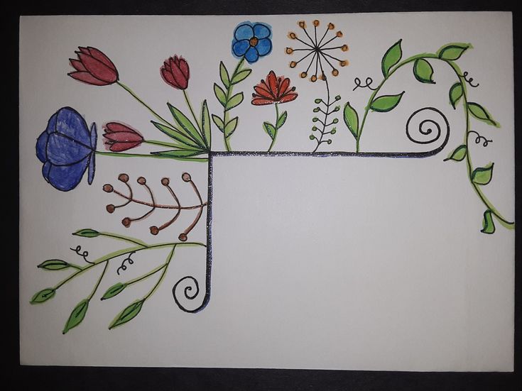 a drawing of flowers and vines on white paper