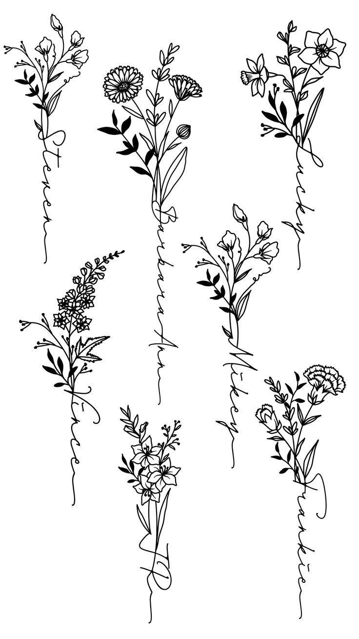 the flowers are drawn in black and white