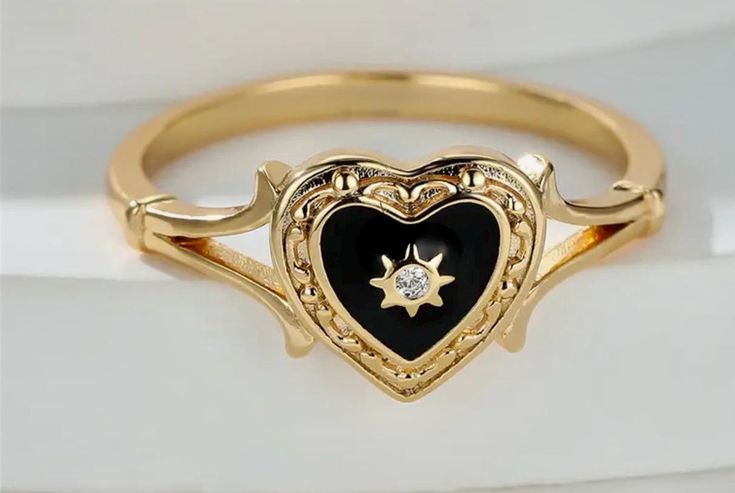 Explore the Poignant Beauty of Our Memento Mori heart shape enamel  Ring - A Symbolic Ring for those waiting for loved ones  to return. Delve into the depths of remembrance and sentiment with our heart ring. This size 7 ring is a masterful blend of historical mourning traditions and unique design, featuring intricate details that evoke the intimacy of lost love.  It serves as a profound emblem of remembrance, love, and the inevitable passage of time. Unique Design and Deep Symbolism This ring is Ring Symbolism, Diamond Heart Ring, Gold Bond, Vintage Style Rings, Enamel Ring, Timeless Jewelry, Memento Mori, Rings For Her, Diamond Heart