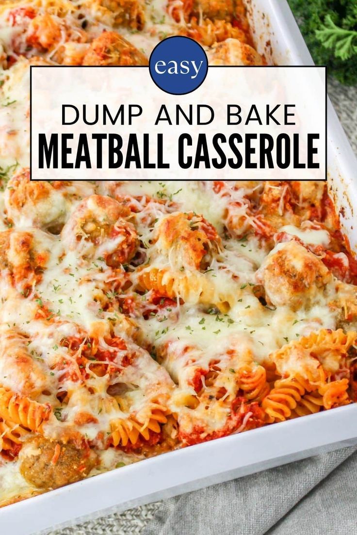 a casserole dish with dump and bake meatball casserole in it