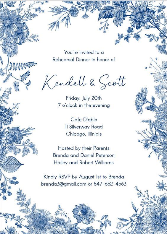 Blue Botanical Border Invitations.#WeddingInvitations #WeddingStationery #Invitation #WeddingPlanning #CustomInvitations Blue And White Bridal Shower Invitations, Blue And White Invitations, Blue Flower Invitation, Blue Invitation Template, Blue And White Wedding Invitations, Invitation Card Design Wedding, Blue Floral Invitation, Wedding Invitations Blue, Blue Floral Border