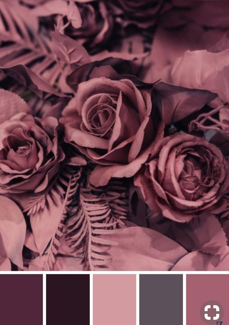 the color scheme is pink and grey with purple flowers on it, as well as other colors