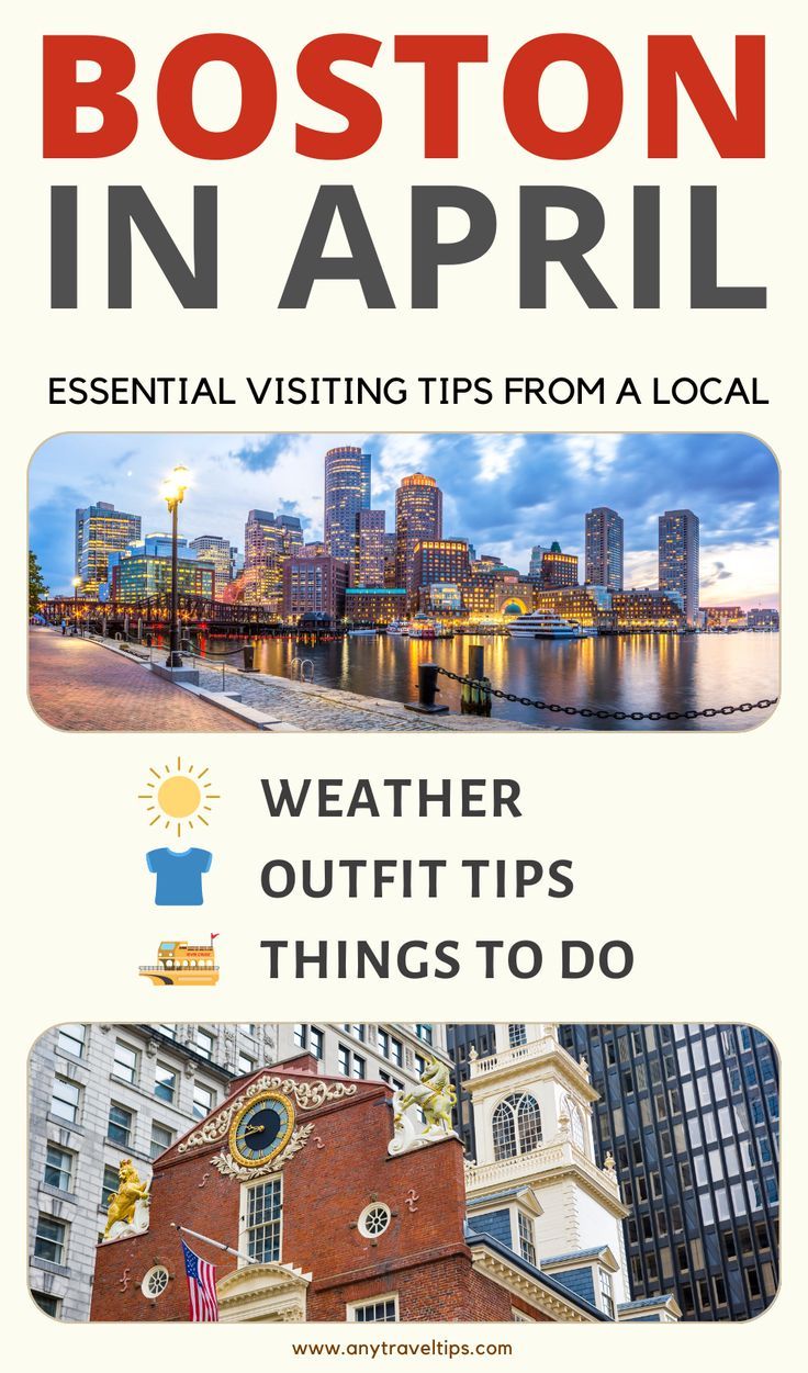 the boston in april guide is shown with an image of buildings, water and other things to