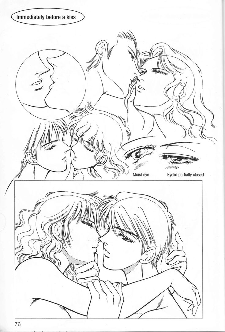 some kind of comic strip with two women kissing each other and one man's face in