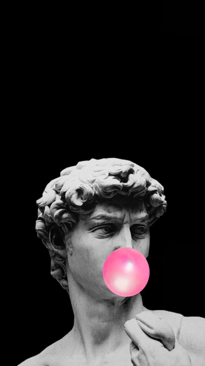 a statue with a bubble coming out of it's mouth to blow up pink bubbles