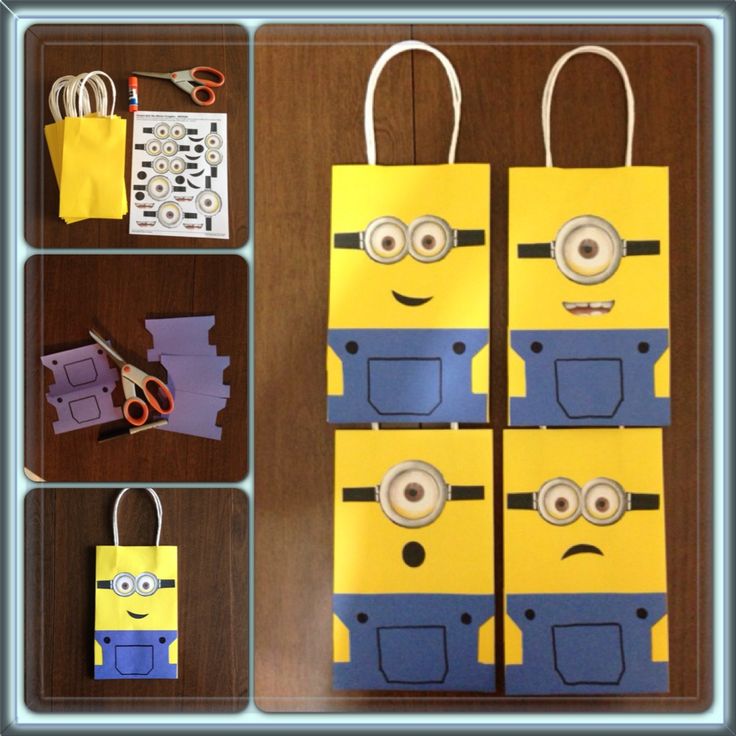 minion bags made out of construction paper