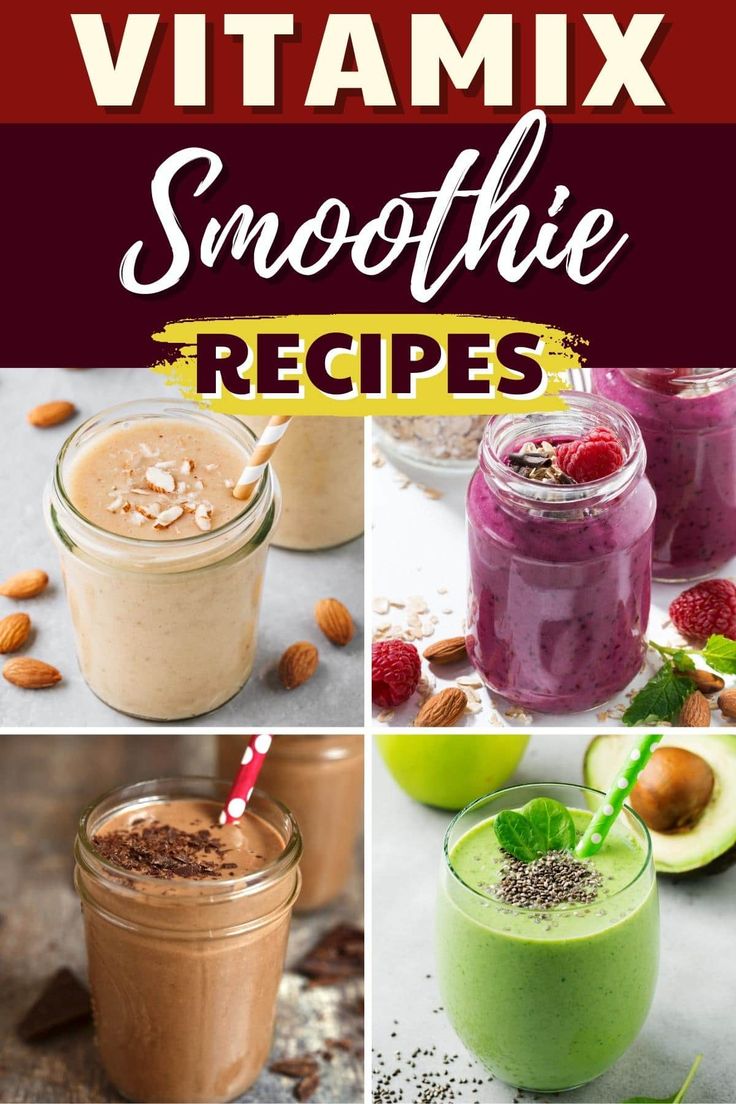 smoothie recipe collage with text overlay that reads vitaminix smoothie recipes