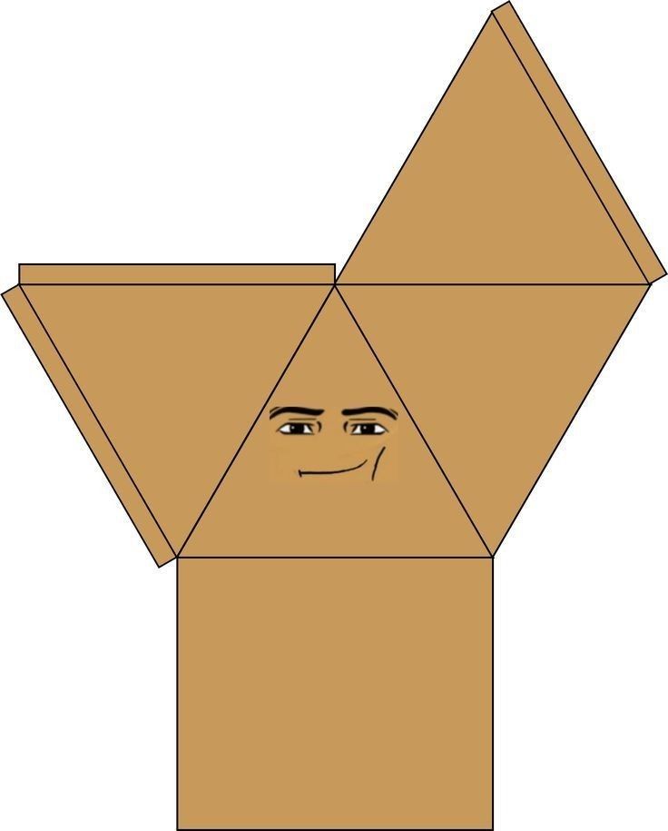 an origami box with a smiling face on the front and side, cut out from