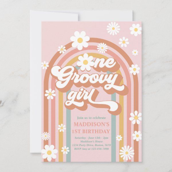 a pink and orange birthday card with daisies on the front, one grooy girl