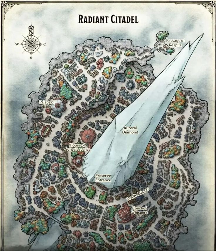 the map for radant ctadel, which is located on top of a circular