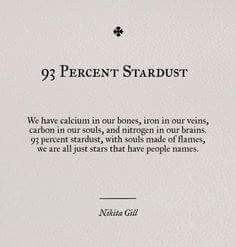 an image of a poem written in black ink on white paper with the words,'99 percent stardust '