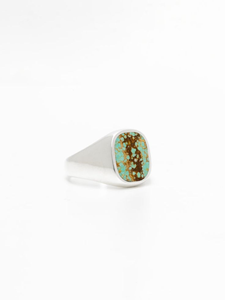 Turquoise highly varies from stone to stone, so once you place your order we will reach out and work with you to find the perfect piece for your ring. If you have any preference, feel free to make note of it in the comment section at checkout.