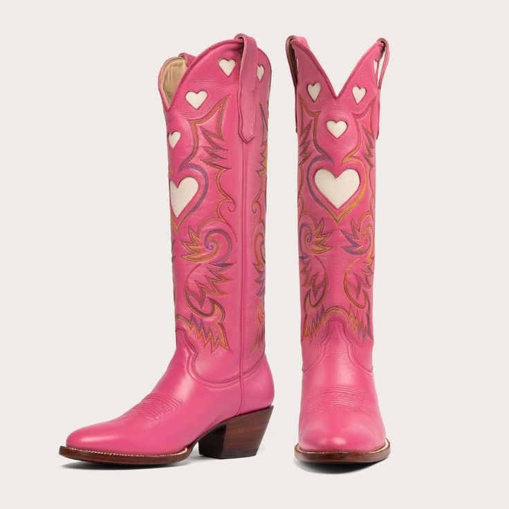 cityboots.com | Rosebud/Bone Heart Boot – CITY Boots Pink Cowboy Boots Zappos, I Love Boots, Heart Western Boots, Candy Cowboy Boots, Pink Western Ankle Boots, Cute Heart Boots, Xoxo Boots, Bridal Cowboy Boots, Vegan Cowboy Boots