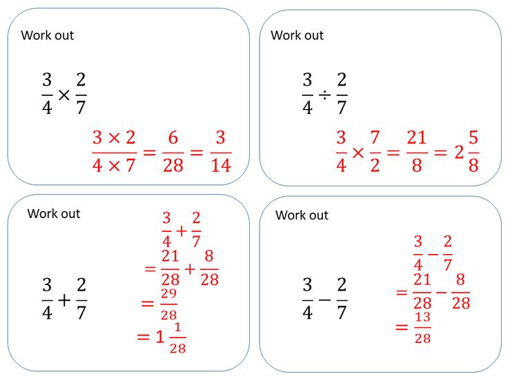 four different fractions worksheets with the same number and two numbers on them