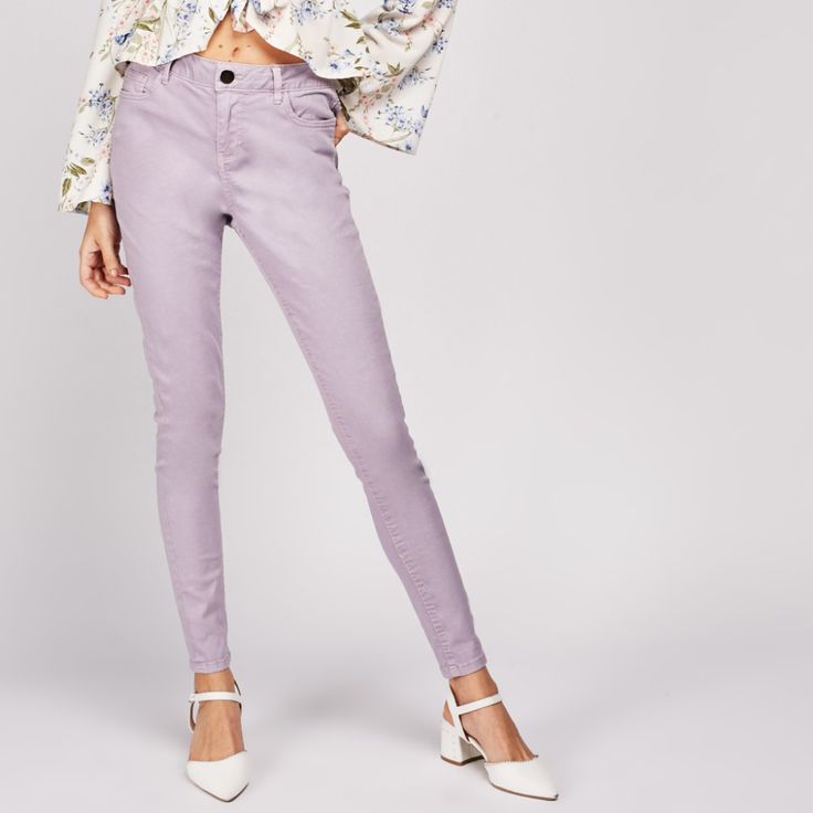 High Quality Skinny Pants. I Just Forgot That I Am Short So Skinny Pants Never Look Right On Me, But If You Have Legs Then These Will Be Great. Product Details High Rise Skinny Fitted Jeans - Lilac - 98% Cotton 2% Elastane - L: 29" (Inside Leg To Hem) - Models Height Is: 5'8 Ft - Model Is Size: 6 - Model Wears Size: 8r - Functional Pockets - Waist Belt Loops - Button And Zip Fly Fastening Size Uk 16s = Us 12 Short Size Uk 18r = Us 14 Regular Length Trendy High Rise Leggings For Spring, Trendy High Rise Spring Leggings, Chic High Waist Jeggings For Spring, Chic High-waist Jeggings For Spring, Purple Bottoms For Spring, Chic High Waist Spring Jeggings, Purple Straight Leg Bottoms For Spring, Spring Straight Leg Purple Bottoms, Spring Trousers Leggings With Pockets