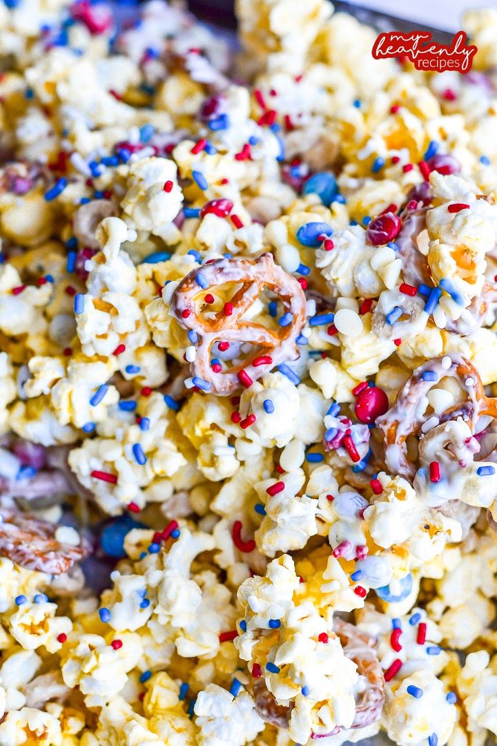 popcorn with sprinkles and red white and blue