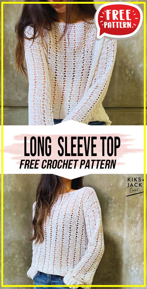 the long sleeve top is free crochet pattern