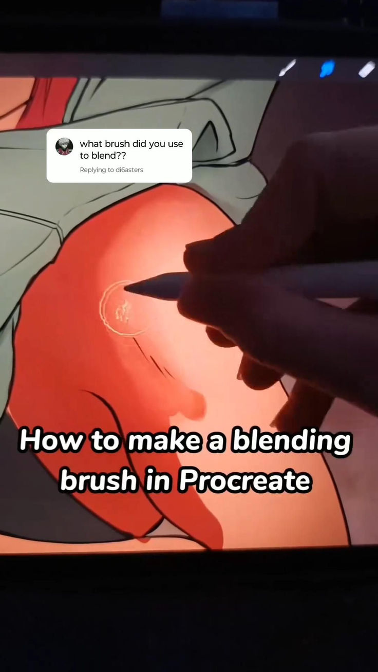 someone is writing on the screen of their cell phone, and it says how to make a blending brush in procreate