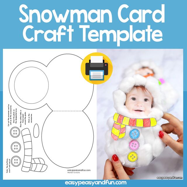 the snowman card craft template is shown