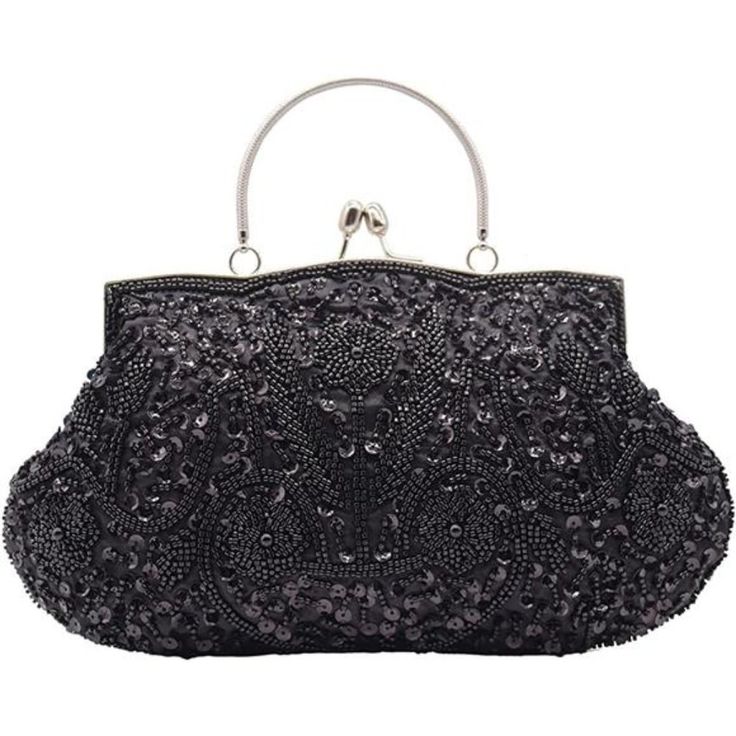 Materialbeads + Sequins.When You Took The Charming This Evening Bag, Elegant, Shinny And Modish Only For You, Catch One's Eye At The First Time.You Can Use It As A Clutch, Purse Handbag, Shoulder Bag Or Crossbody Bag Size : 8.6"*8.2"*2.4". Big Enough Shinny Bag Fits Everything In This Little Purse (Sunglasses, Phone, Wallet, Phone Charger, Earphones, Lipsticks, Pens, Keys, Notebook, Tape Measure .) There Is Also A Chain That Allow You To Wear Cross Body, One Shoulder, Or Wristband . A Must -Have Black Beaded Evening Bag For Wedding, Elegant Party Bag With Black Beads, Elegant Party Bags With Black Beads, Elegant Evening Bag With Black Beads For Party, Elegant Evening Bags With Black Beads, Black Sequined Bags For Formal Occasions, Black Embellished Evening Bag For Weddings, Elegant Black Beaded Evening Bag For Party, Formal Black Bag With Sequins