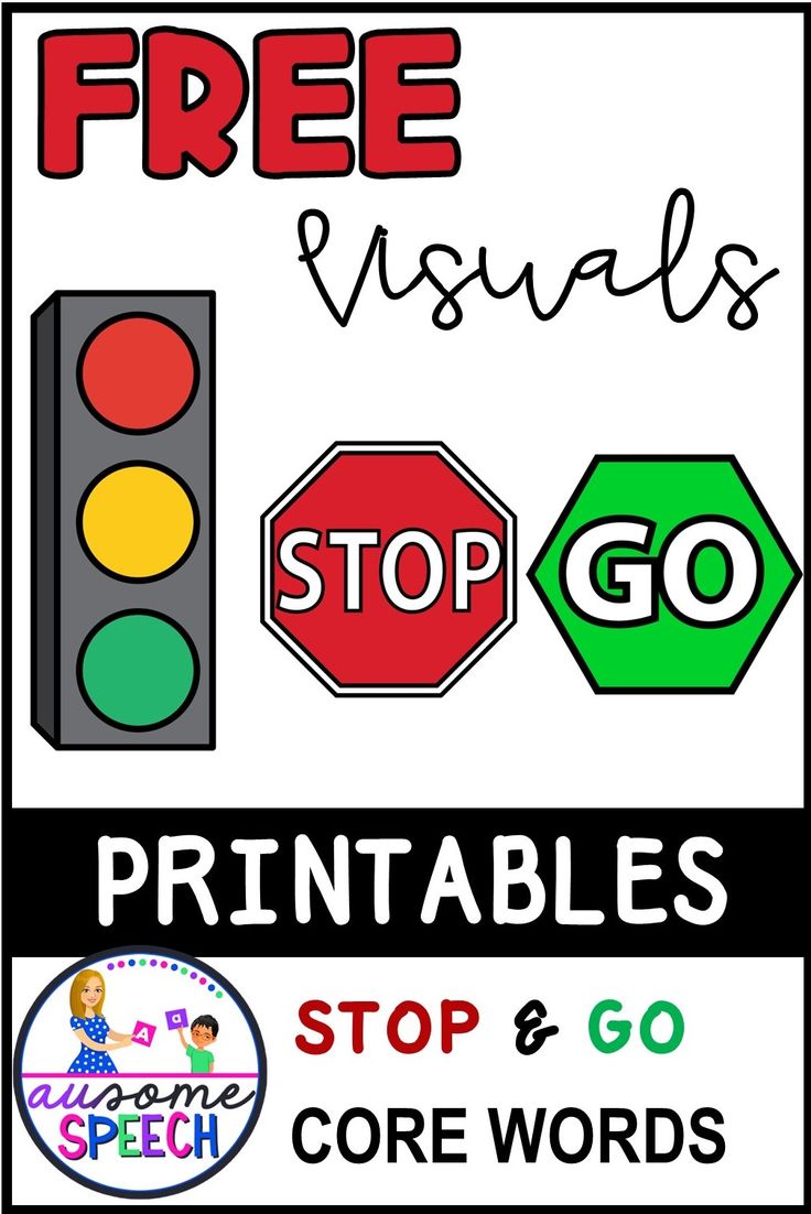 a traffic light and stop sign with the words free visual printables