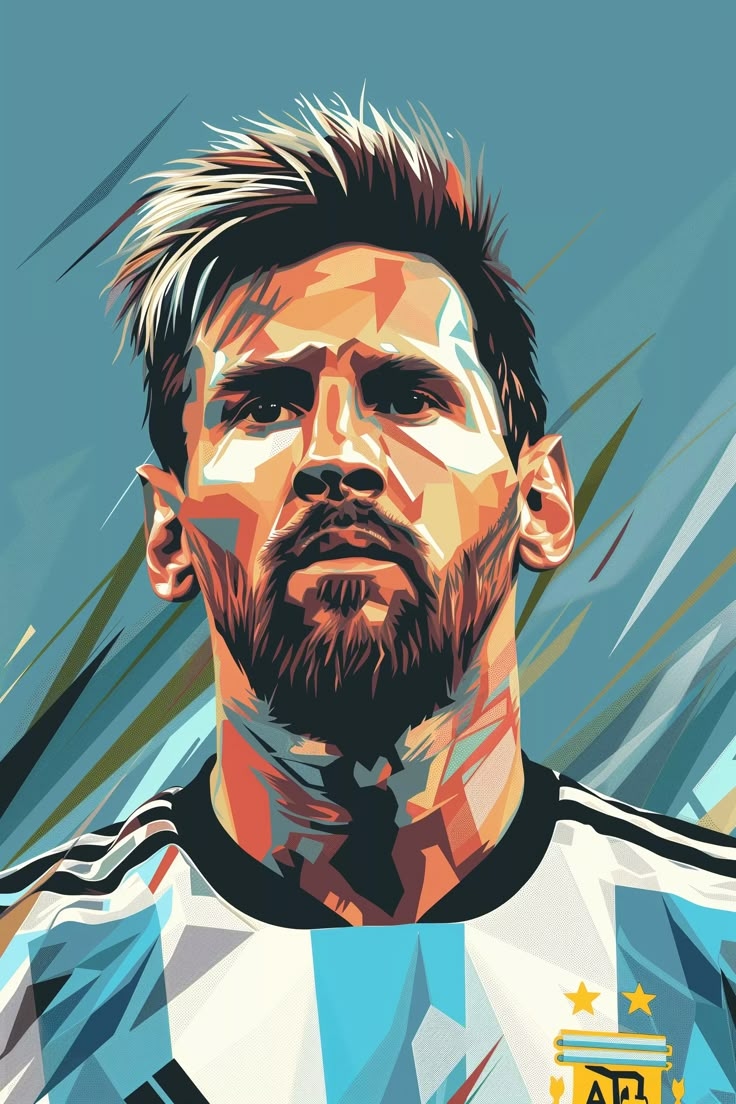 a painting of a soccer player with a beard