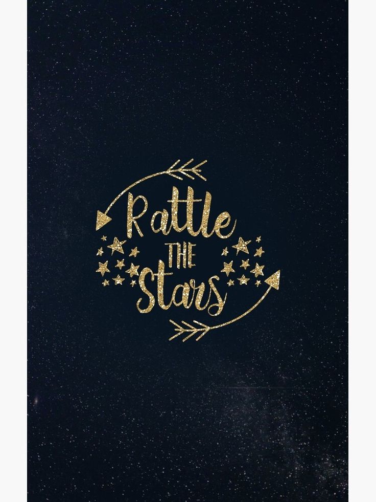 the words rattle the stars are written in gold on a black background with golden stars