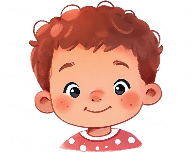 a little boy with brown hair and polka dot shirt