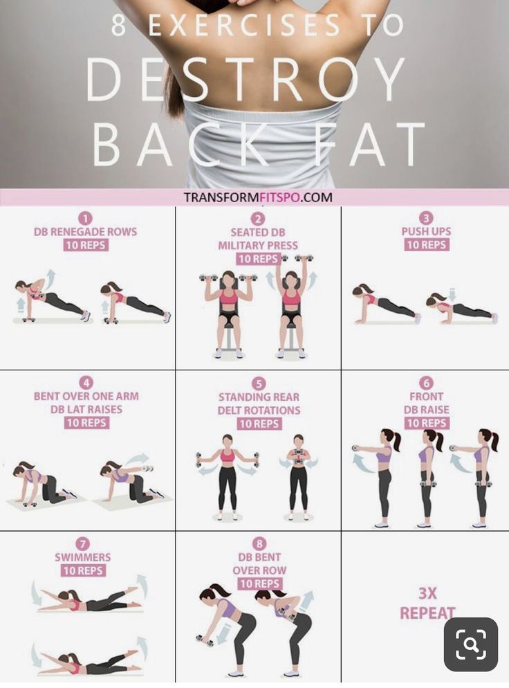 a woman doing exercises for her chest and back with the instructions to do this exercise