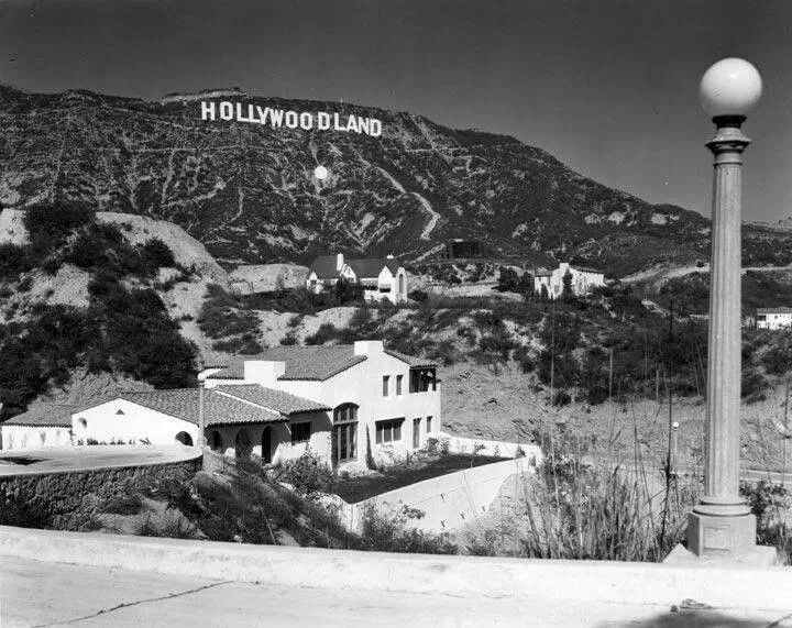 an old black and white photo of the hollywood sign