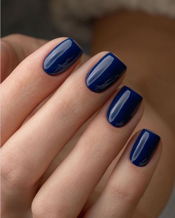 Blue Gel Nails, Navy Nails, Navy Blue Nails, Simple Gel Nails, Casual Nails, Pretty Gel Nails, Short Acrylic Nails Designs, Oval Nails, Fancy Nails